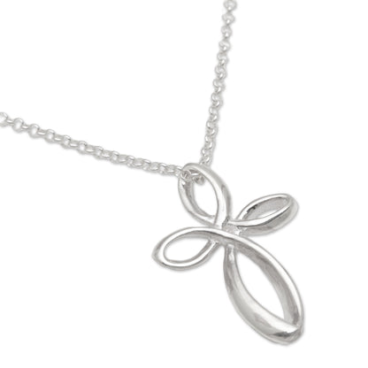 Cross Loops 925 Sterling Silver Cross Pendant Necklace from Bali