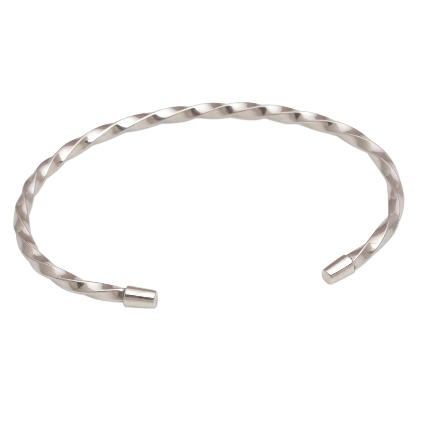 Shimmering Twist 925 Sterling Silver Twisted Cuff Bracelet from Bali