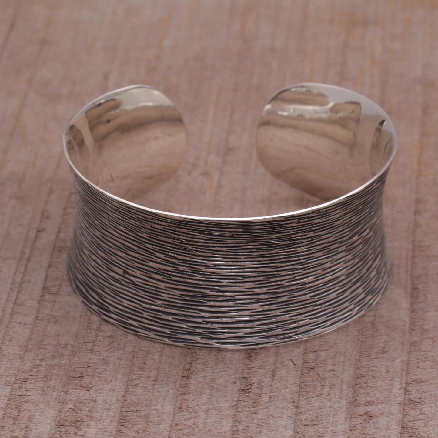 Dark Rain Blanket Oxidized Etched Sterling Silver Cuff Bracelet from Bali