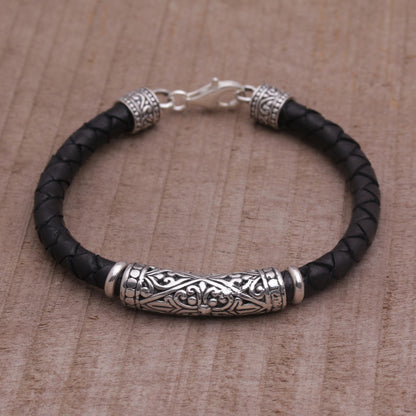 Lost Kingdom Sterling Silver Leather Bracelet