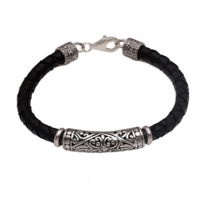 Lost Kingdom Sterling Silver Leather Bracelet