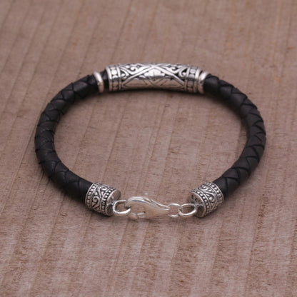 Lost Kingdom Sterling Silver Leather Bracelet