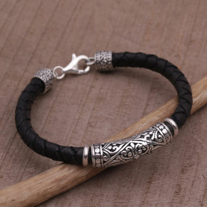 Lost Kingdom Sterling Silver Leather Bracelet