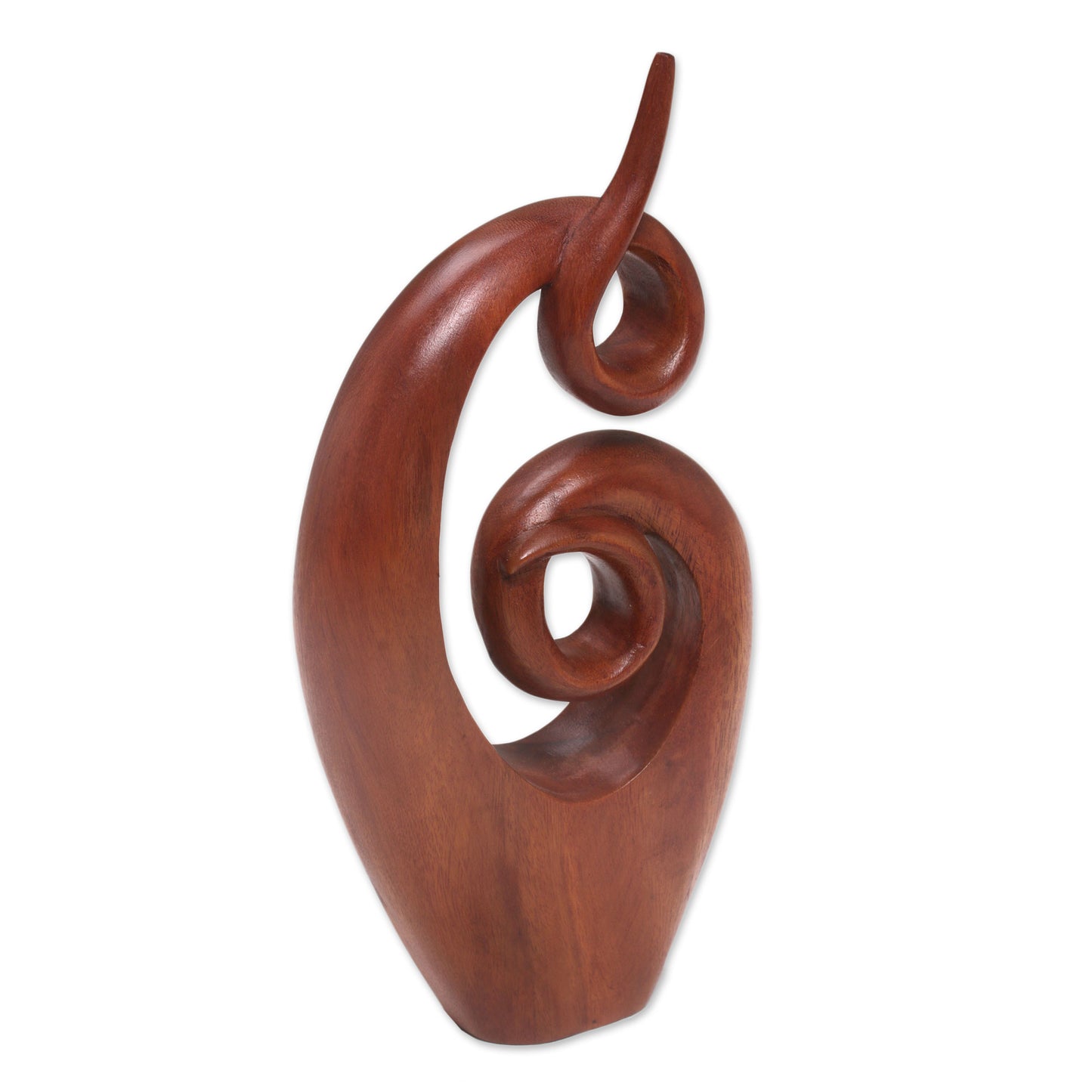 Twirling Together Handcrafted Suar Wood Abstract Sculpture from Bali