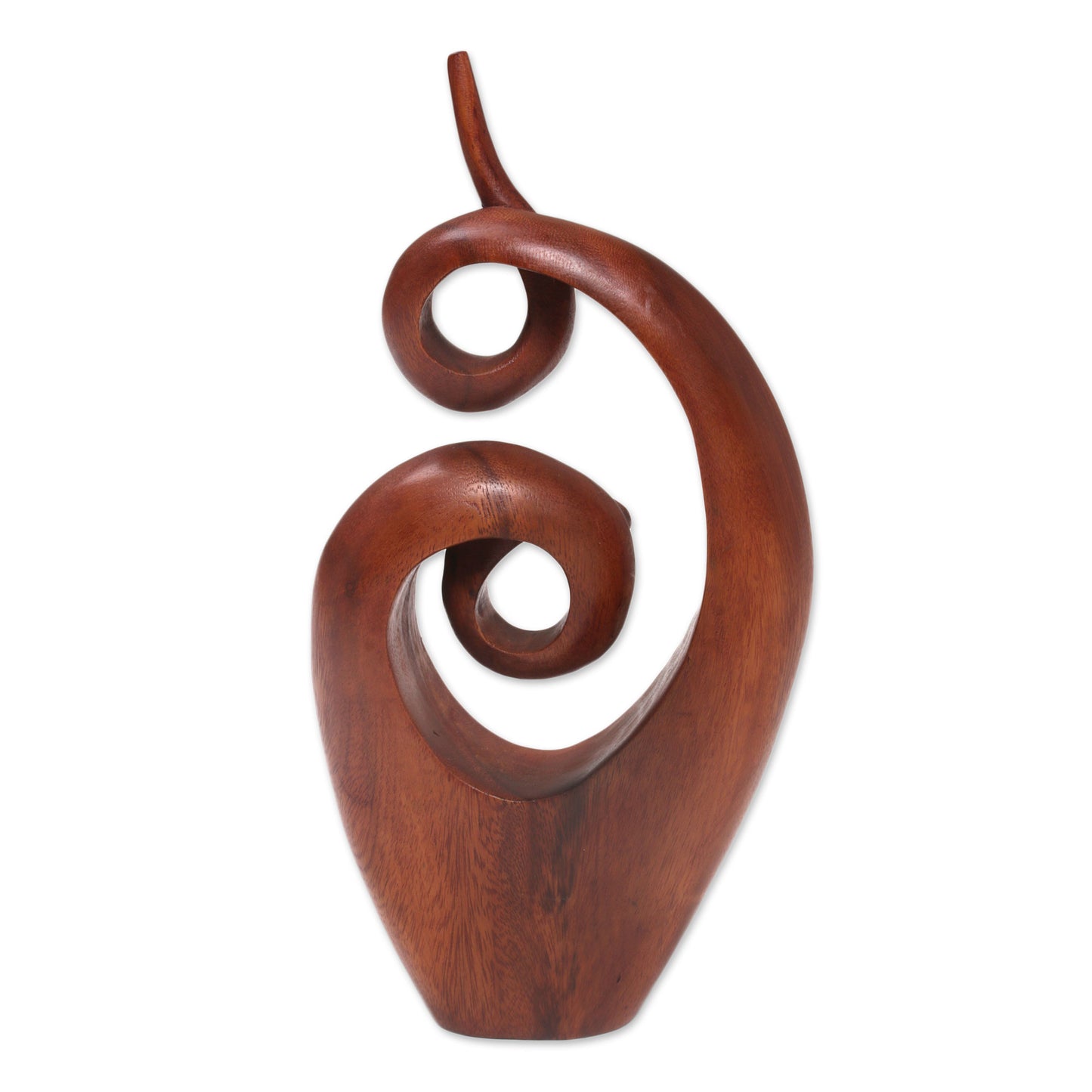 Twirling Together Handcrafted Suar Wood Abstract Sculpture from Bali