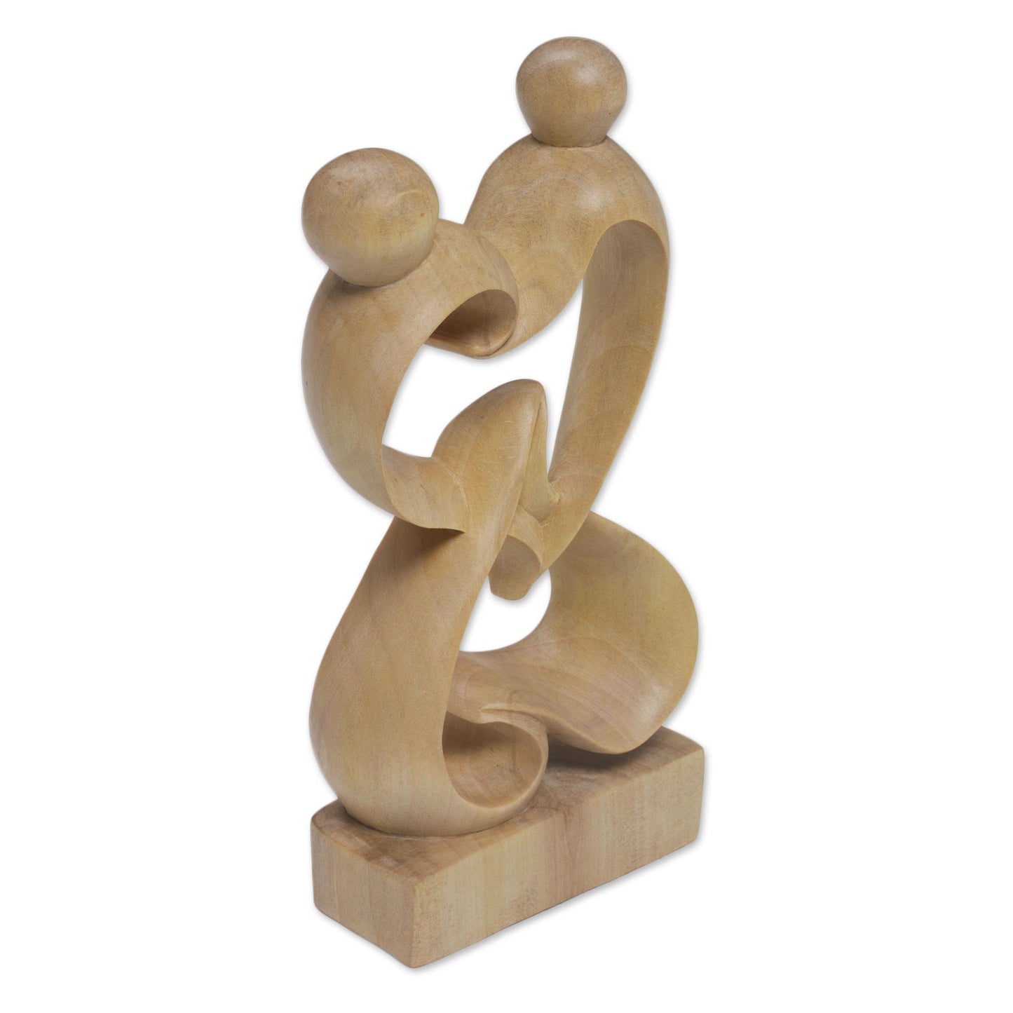 Balanced Hearts Abstract Crocodile Wood Statuette of Loving Couple from Bali