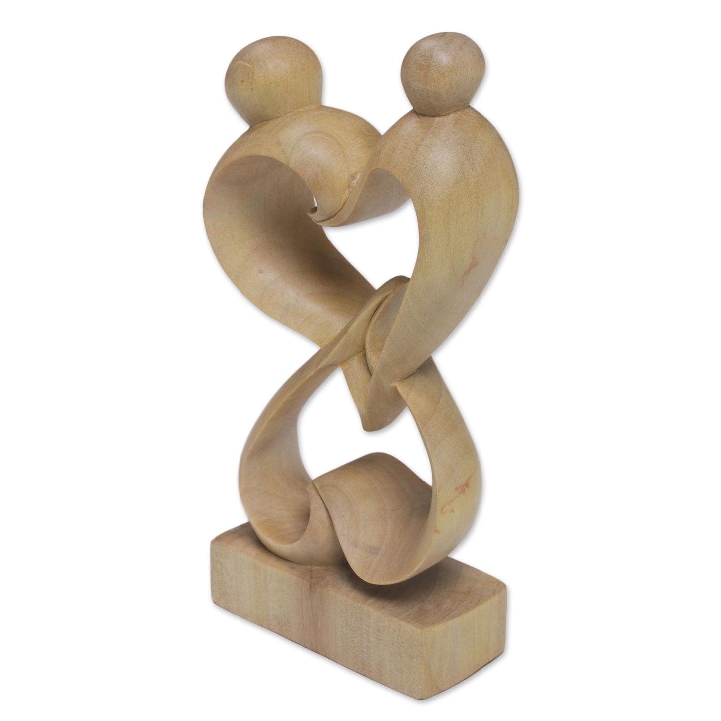 Balanced Hearts Abstract Crocodile Wood Statuette of Loving Couple from Bali