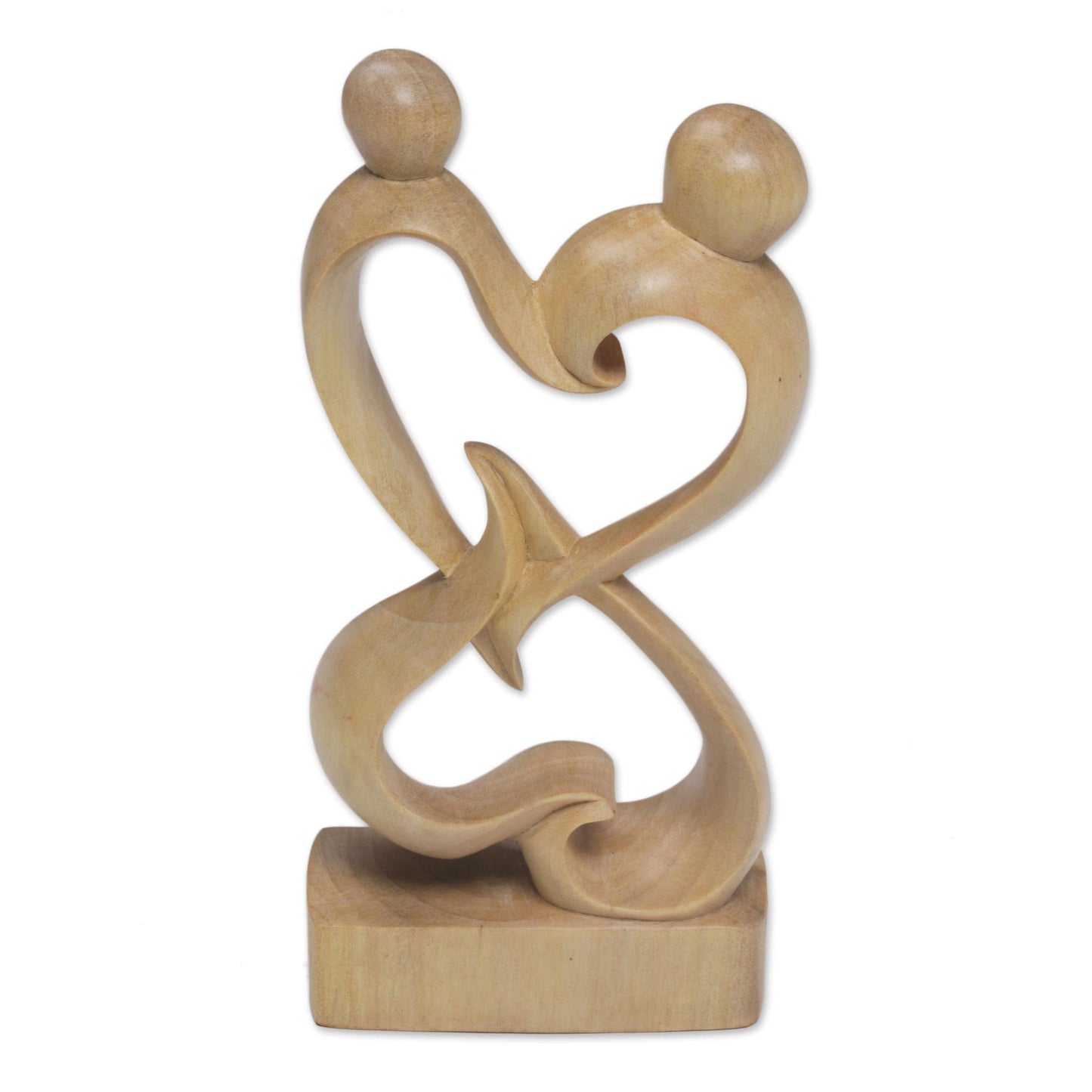 Balanced Hearts Abstract Crocodile Wood Statuette of Loving Couple from Bali