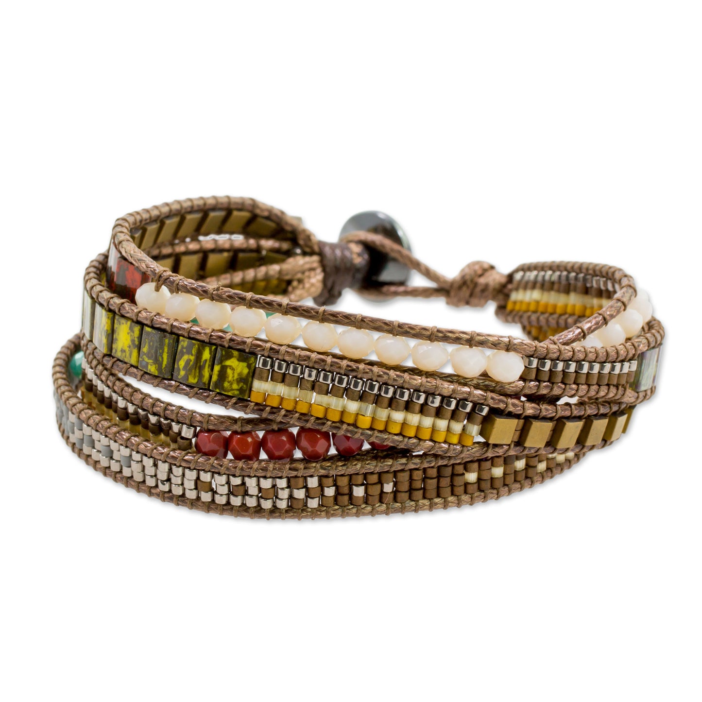 Universal Beauty Multicolored Glass Beaded Wristband Bracelet from Guatemala