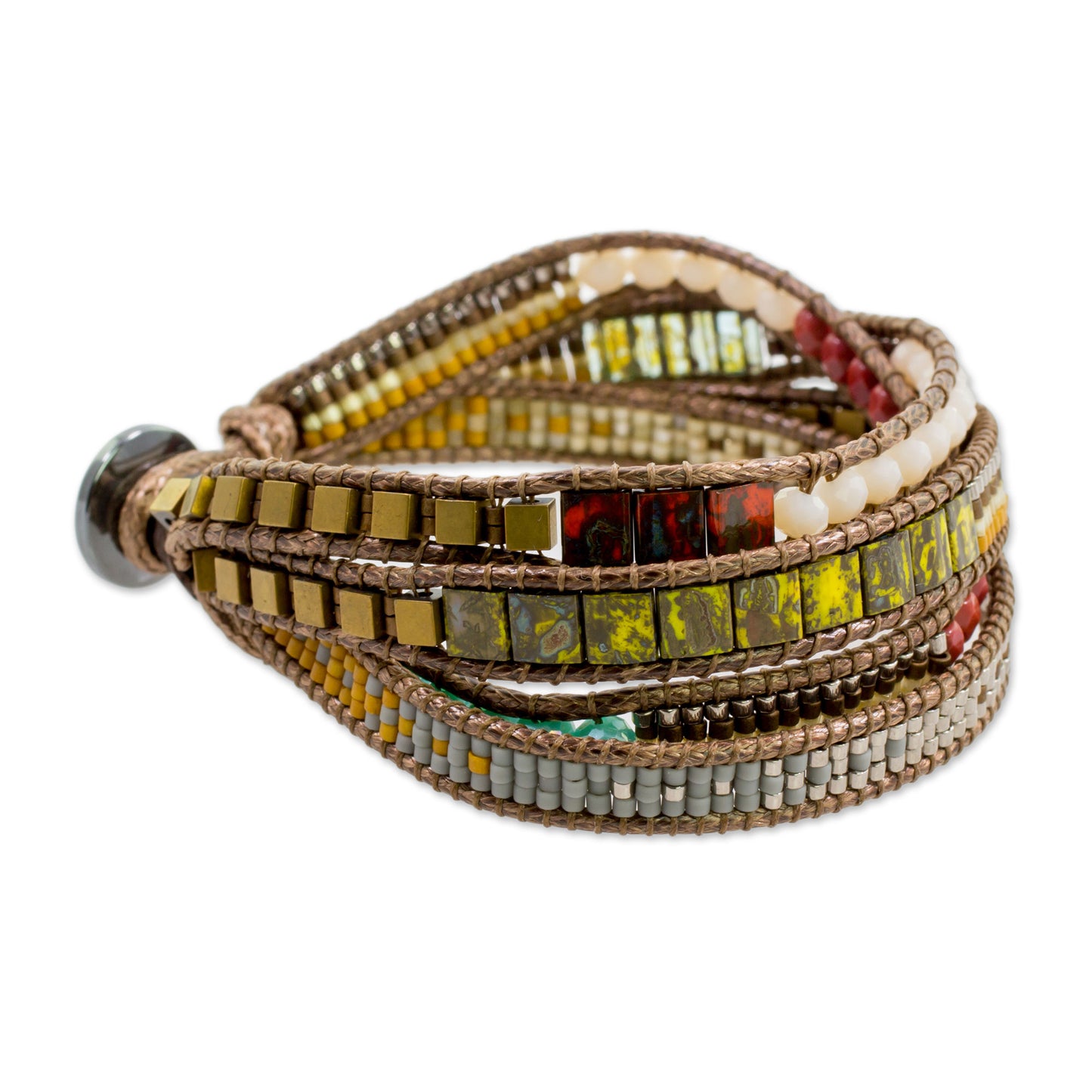 Universal Beauty Multicolored Glass Beaded Wristband Bracelet from Guatemala