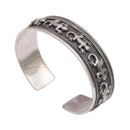 Gecko Parade Sterling Silver Cuff Bracelet