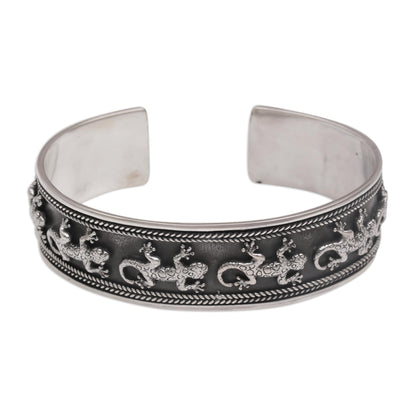 Gecko Parade Sterling Silver Cuff Bracelet