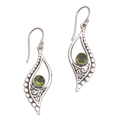 Jungle Dew Peridot and Sterling Silver Dangle Earrings from Indonesia