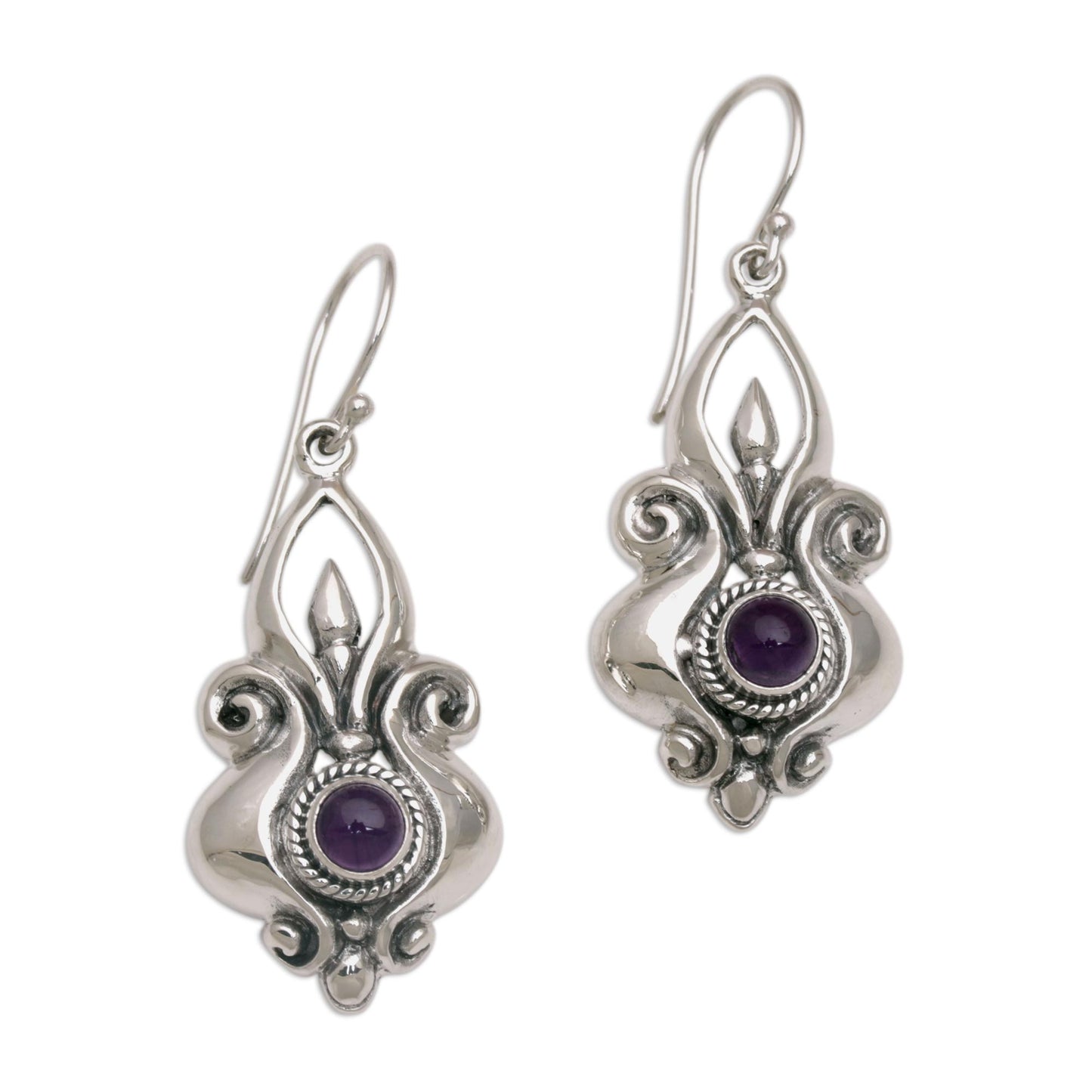 Glorious Majesty Amethyst and Sterling Silver Dangle Earrings from Indonesia