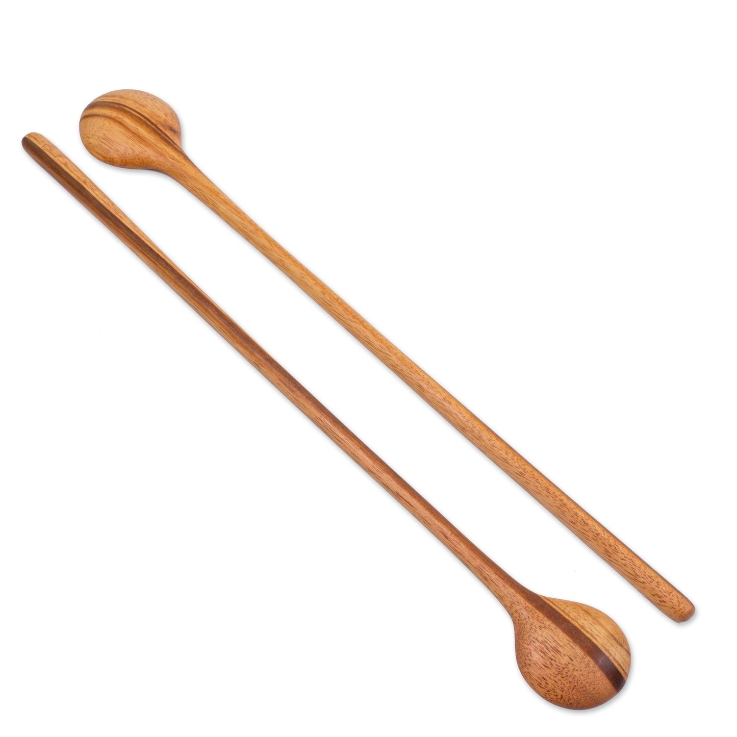 Homestyle Pair of Handmade Jobillo Wood Cooking Spoons from Guatemala