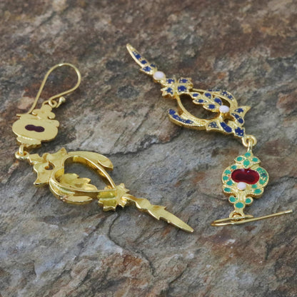 Thai Confection Gold Plated Brass Multicolored Earrings from Thailand