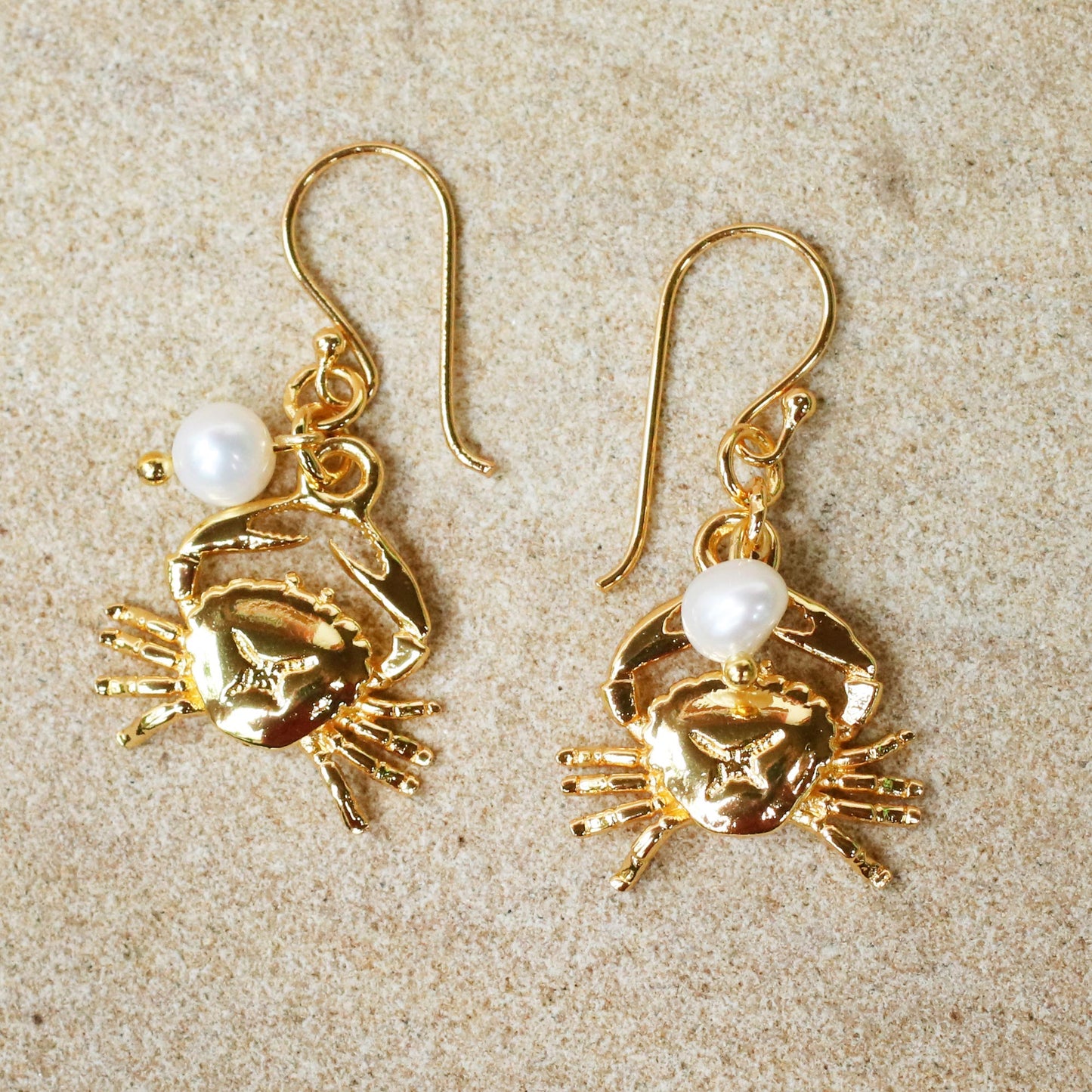 Radiant Cancer Gold Plated Cultured Pearl Cancer Earrings from Thailand