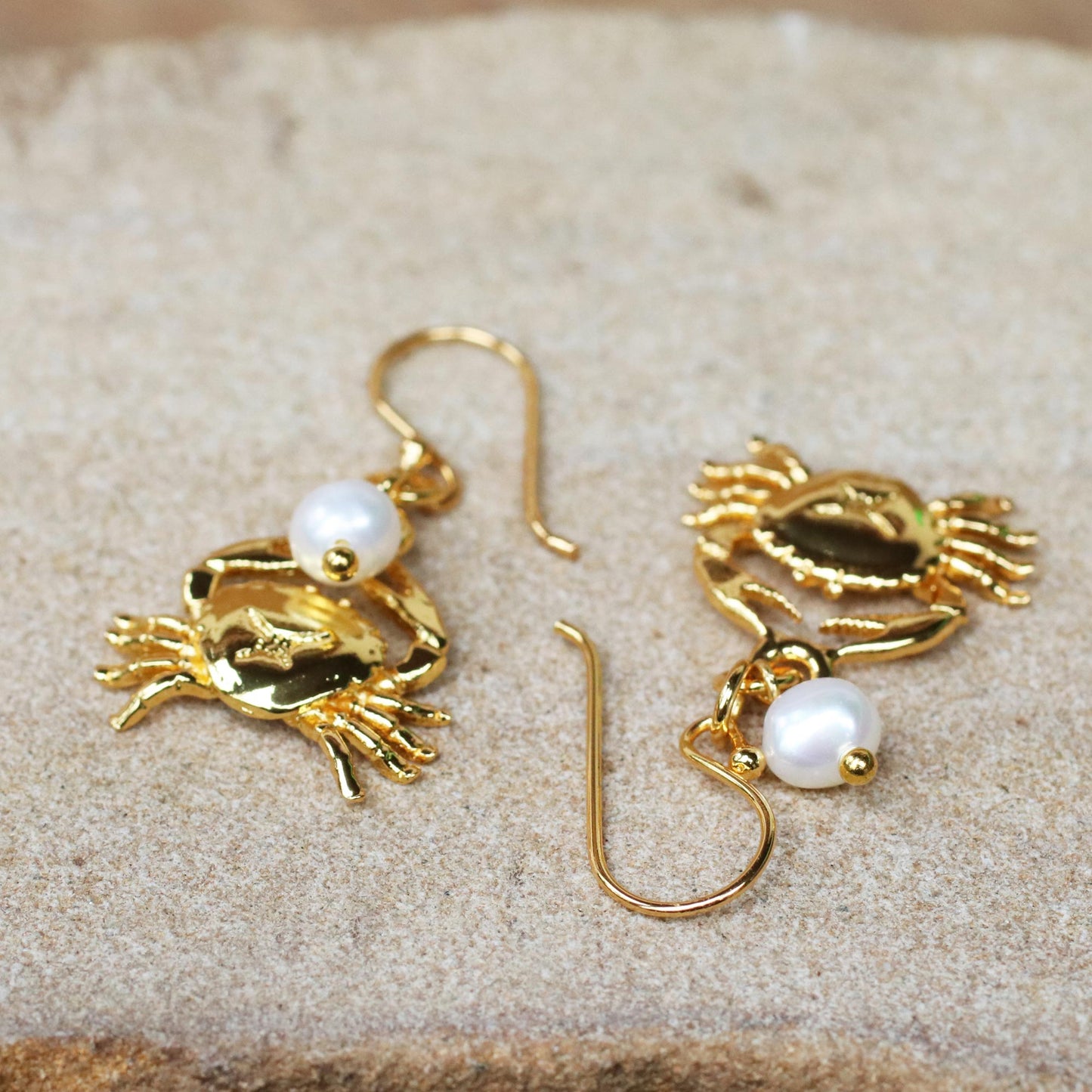 Radiant Cancer Gold Plated Cultured Pearl Cancer Earrings from Thailand