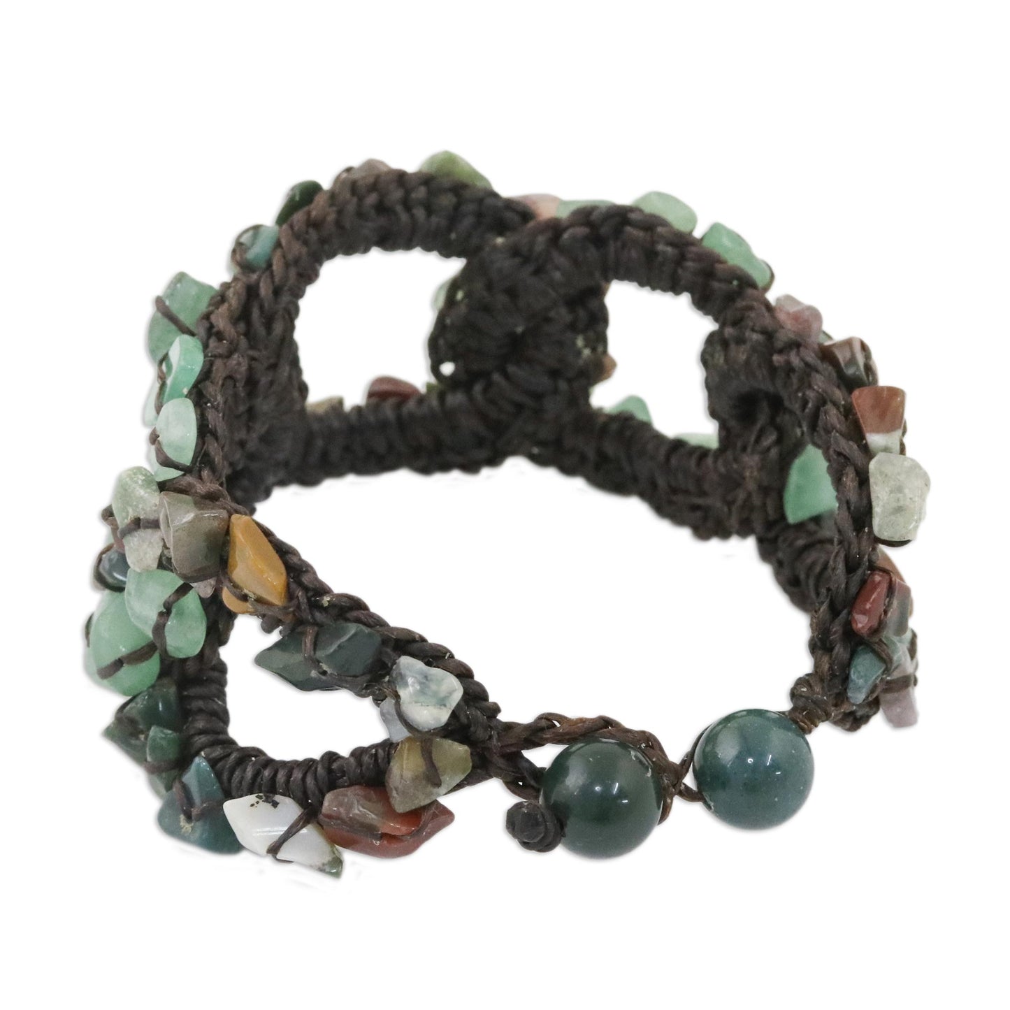 Chain of Life Agate and Quartz Wristband Bracelet from Thailand