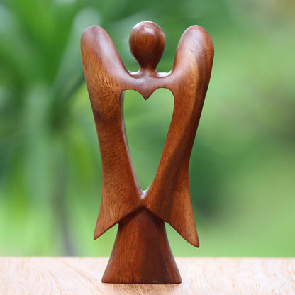 Heart Of An Angel Carved Wood Heart Angel Sculpture