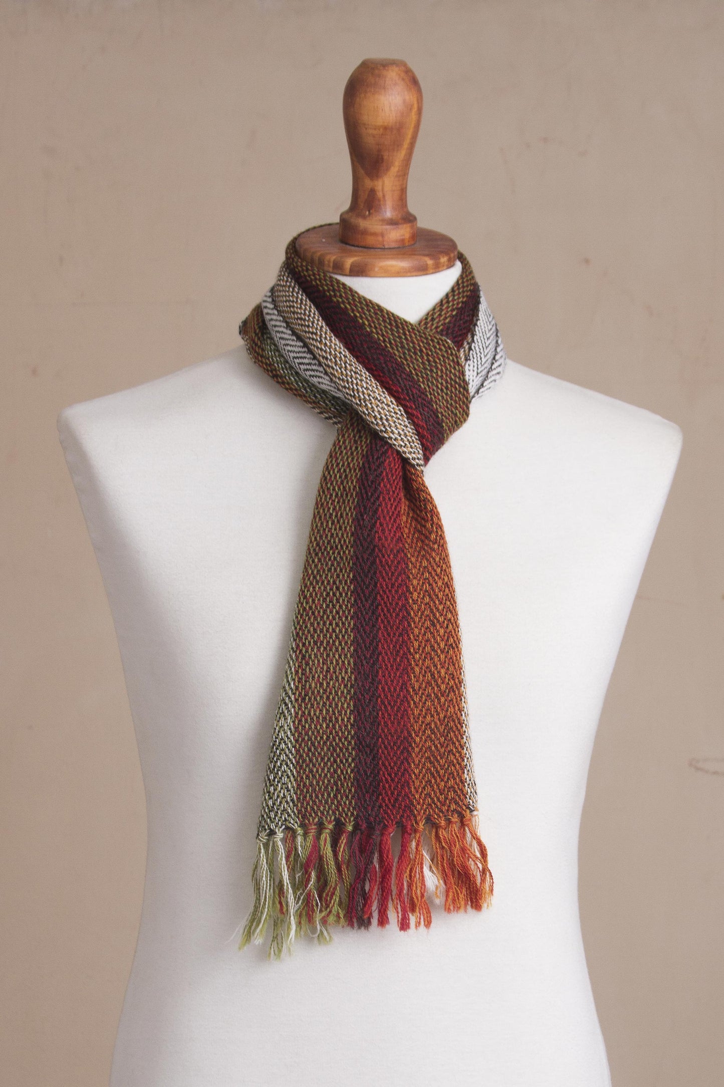 Dream of Colors Handwoven 100% Alpaca Scarf with Stripes from Peru