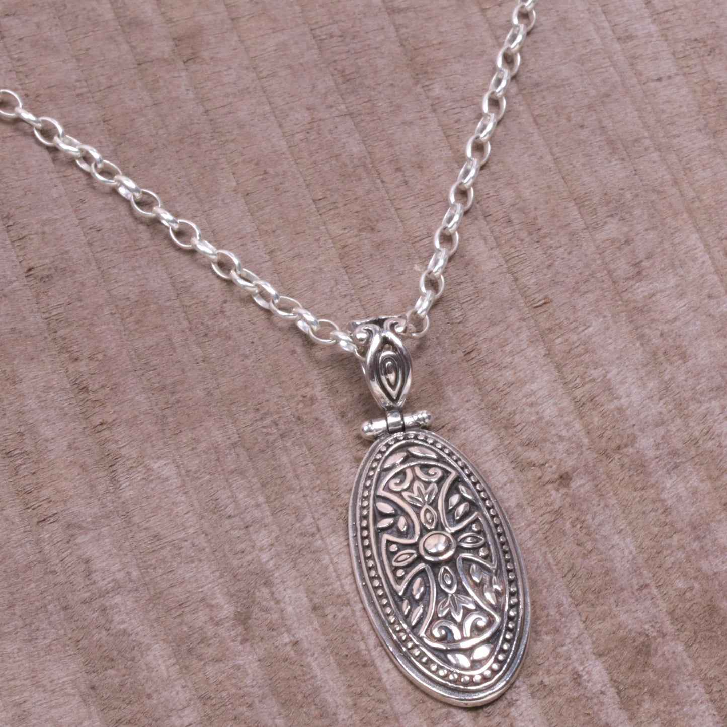 Shield of Bravery Sterling Silver Necklace with Cross Pendant and Rolo Chain