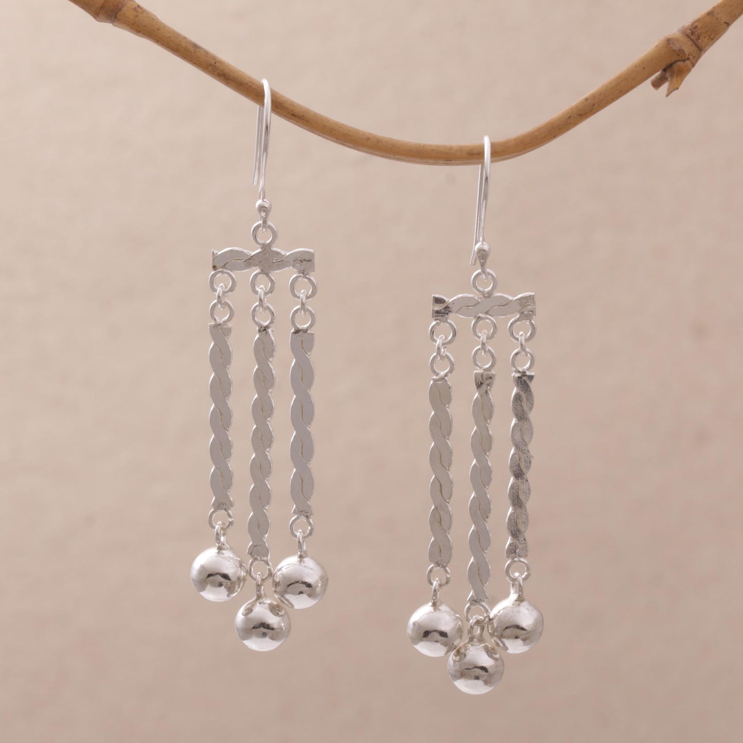 Ballroom Candles Sterling Silver Bauble Dangle Earrings from Bali