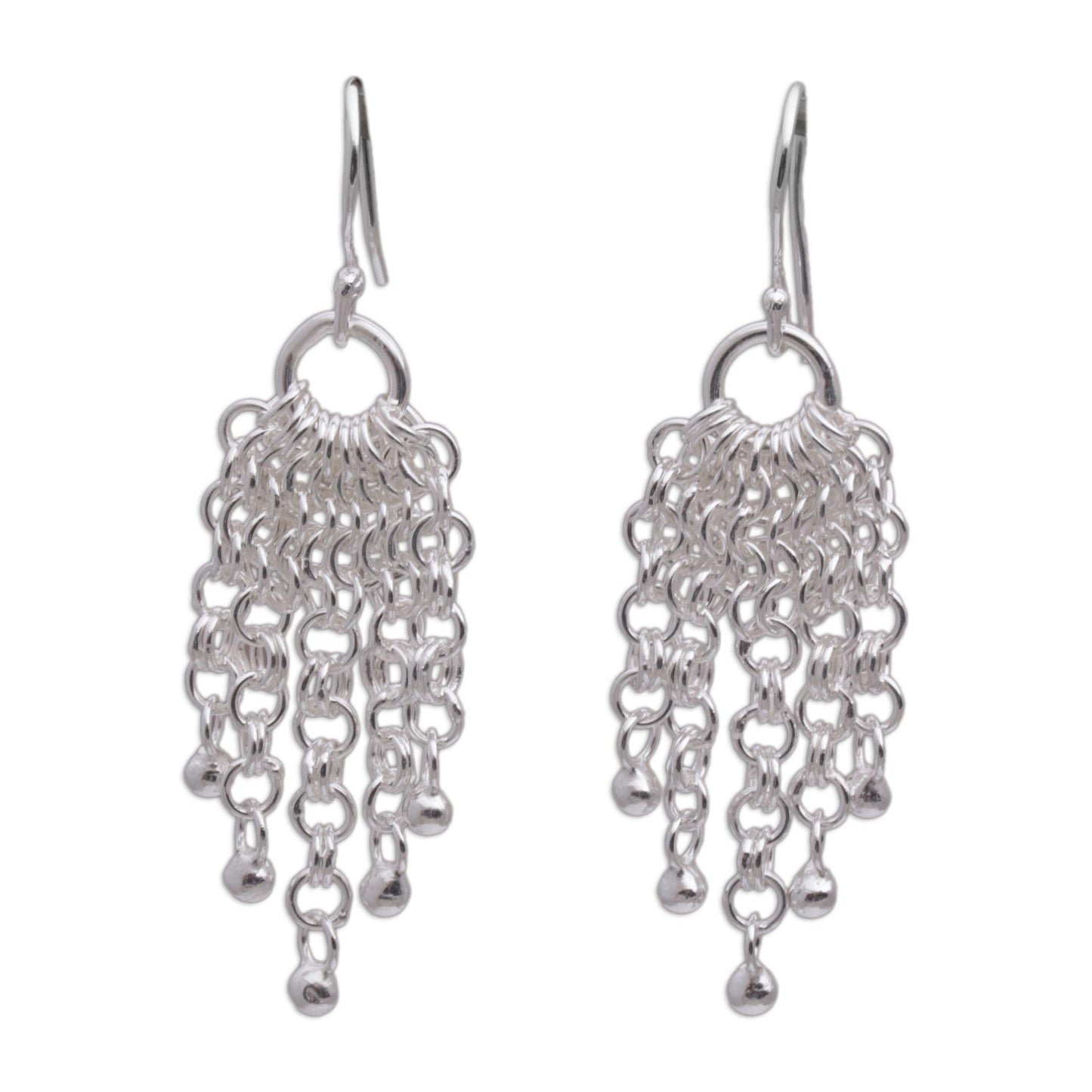 Bubble Cascade Sterling Silver Chain Waterfall Earrings from Bali