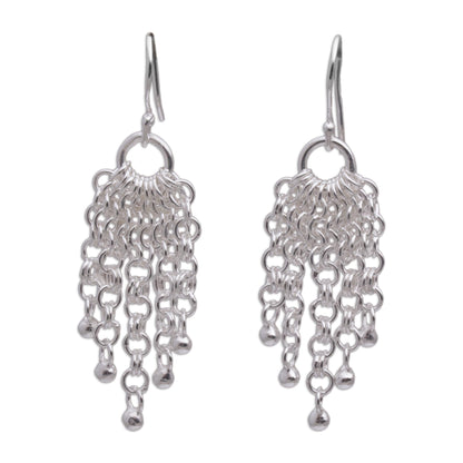 Bubble Cascade Sterling Silver Chain Waterfall Earrings from Bali