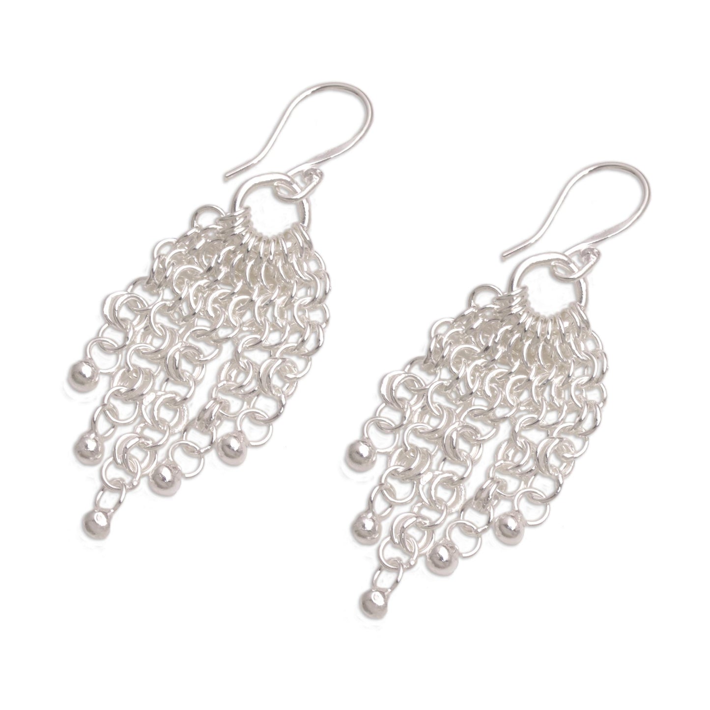 Bubble Cascade Sterling Silver Chain Waterfall Earrings from Bali