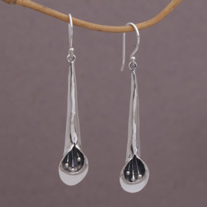 Pendulous Flowers Sterling Silver Floral Dangle Earrings from Bali