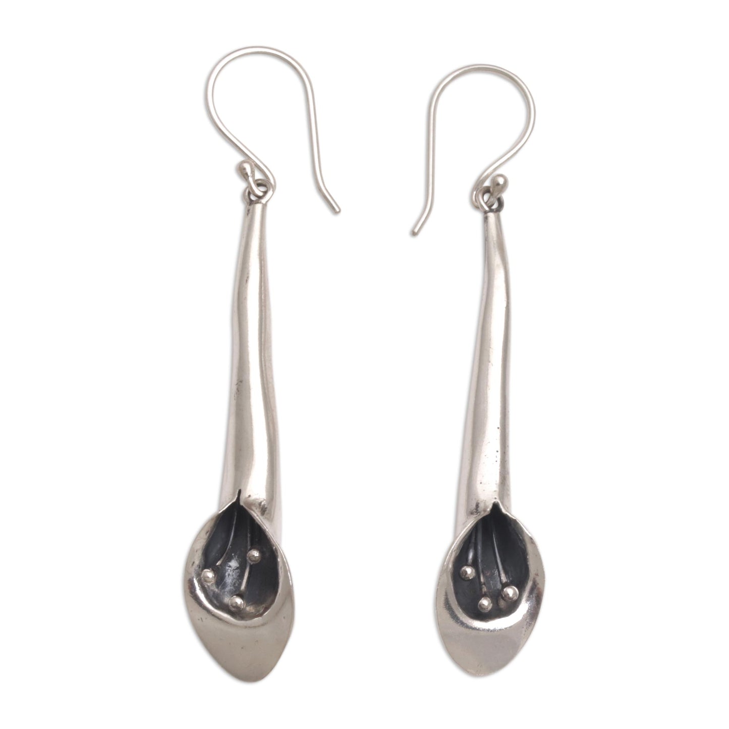 Pendulous Flowers Sterling Silver Floral Dangle Earrings from Bali