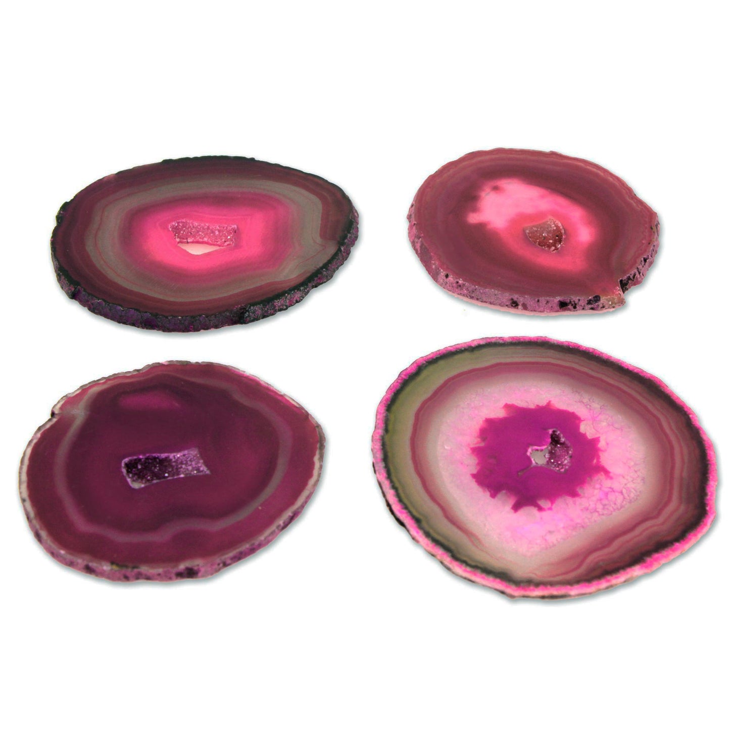 Shocking Rose Deep Magenta Brazilian Agate Coasters (Set of 4)