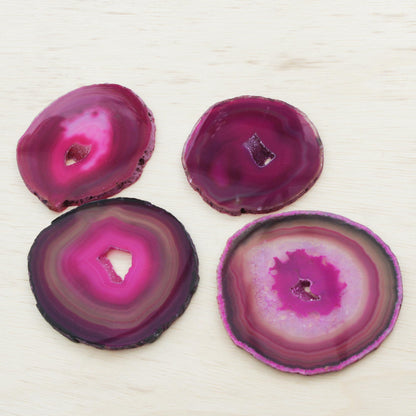 Shocking Rose Deep Magenta Brazilian Agate Coasters (Set of 4)