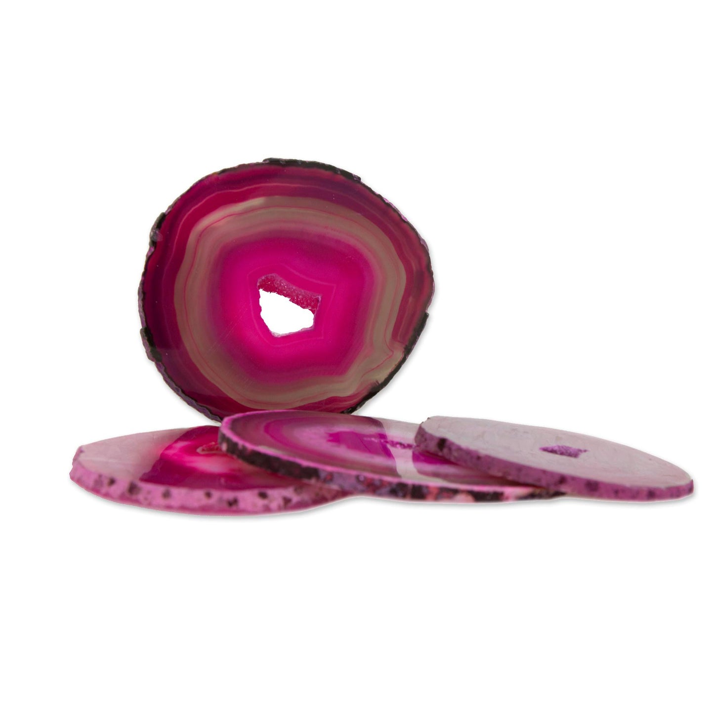 Shocking Rose Deep Magenta Brazilian Agate Coasters (Set of 4)