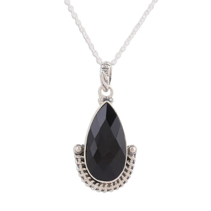 Magical Night Onyx Silver Pendant Necklace