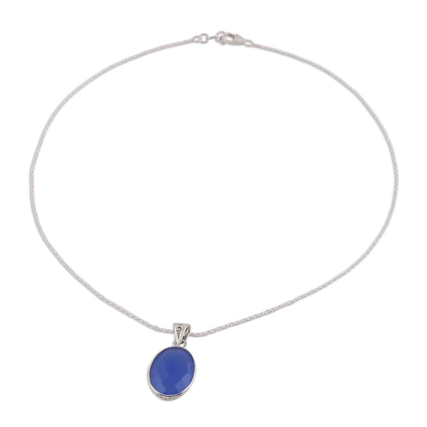 Blue Serenity Eight Carat Chalcedony and Sterling Silver Pendant Necklace