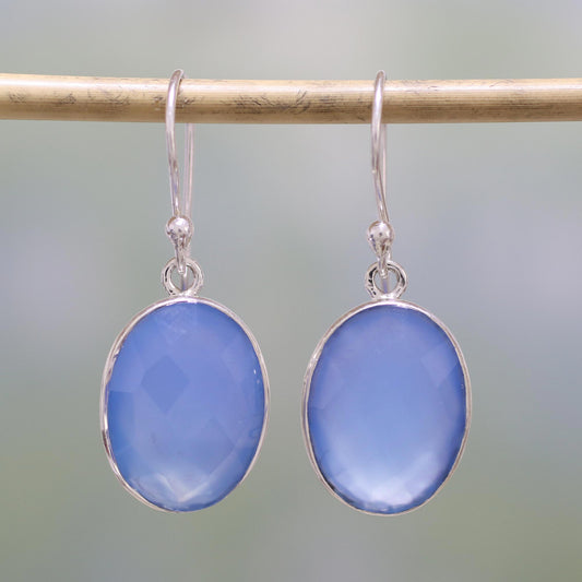 Blue Serenity Chalcedony Dangle Earrings