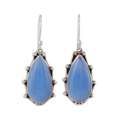 Peaceful Blues Chalcedony & Silver Dangle Earrings