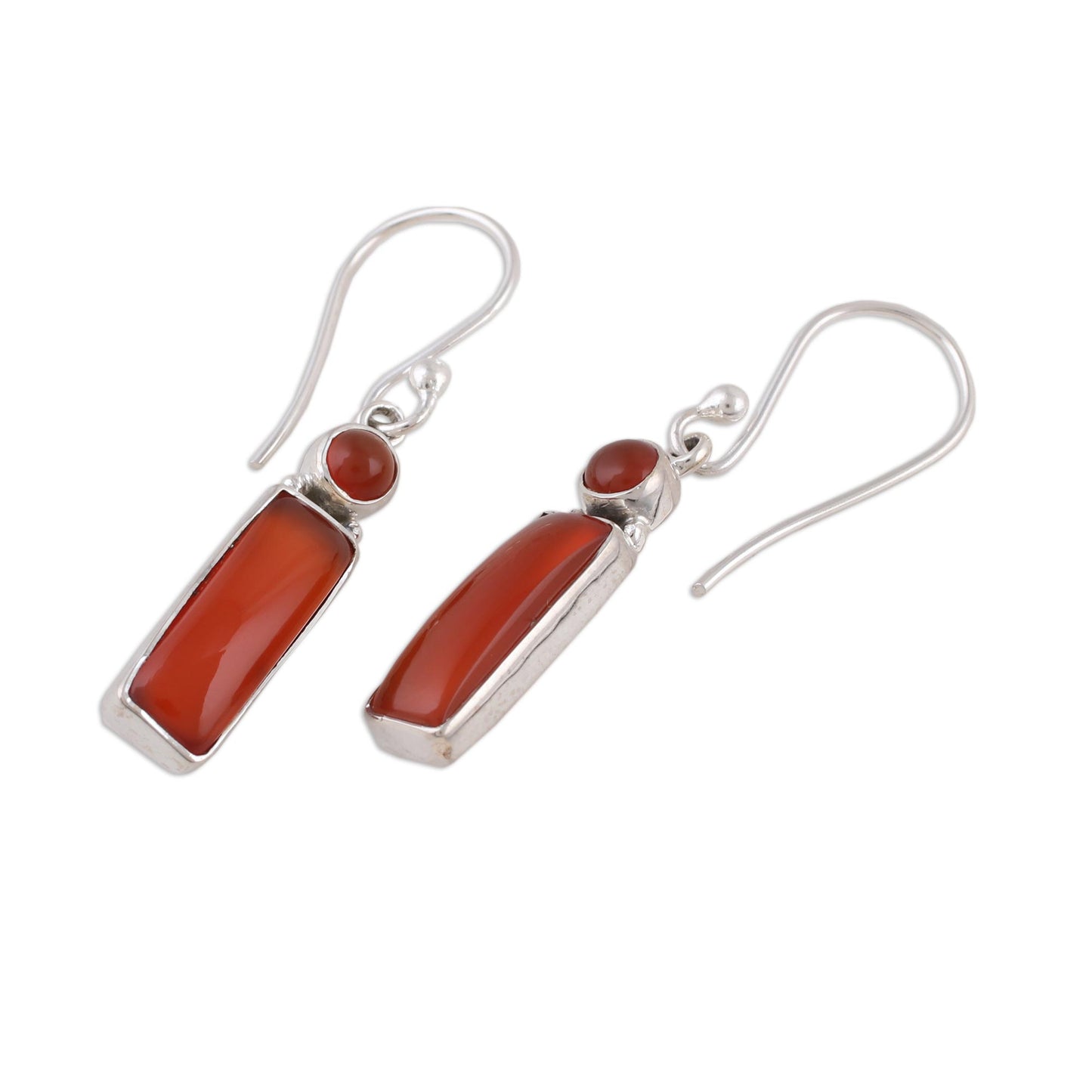 Radiant Allure Carnelian and Sterling Silver Dangle Earrings from India