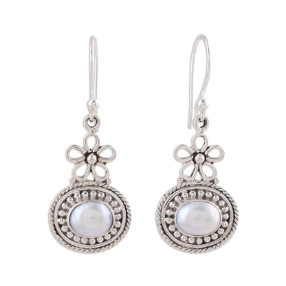 Pure Grace Cultured Pearl and Sterling Silver Dangle Earrings