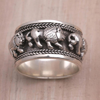 Lion Parade Sterling Silver Band Ring