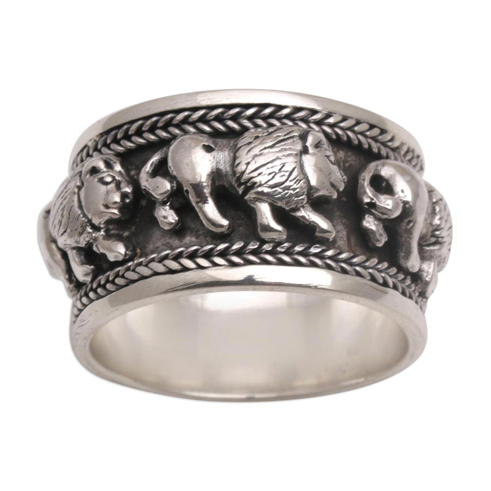 Lion Parade Sterling Silver Band Ring