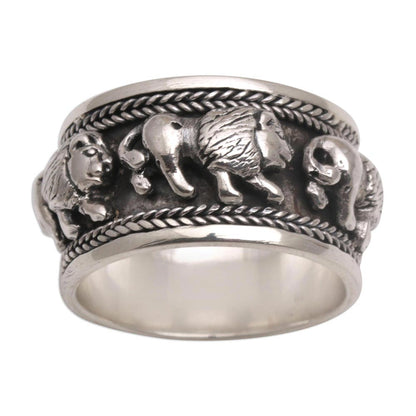 Lion Parade Sterling Silver Band Ring