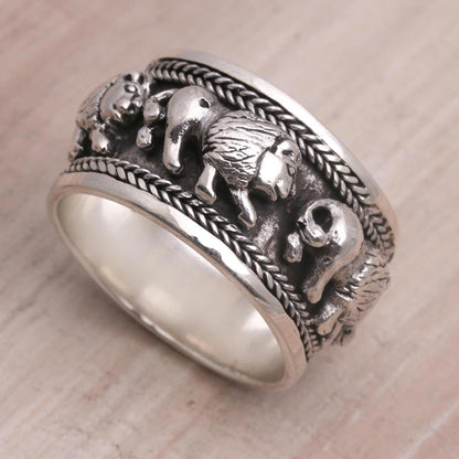 Lion Parade Sterling Silver Band Ring