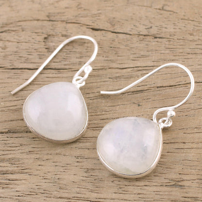 Dancing Soul Rainbow Moonstone and Sterling Silver Dangle Earrings