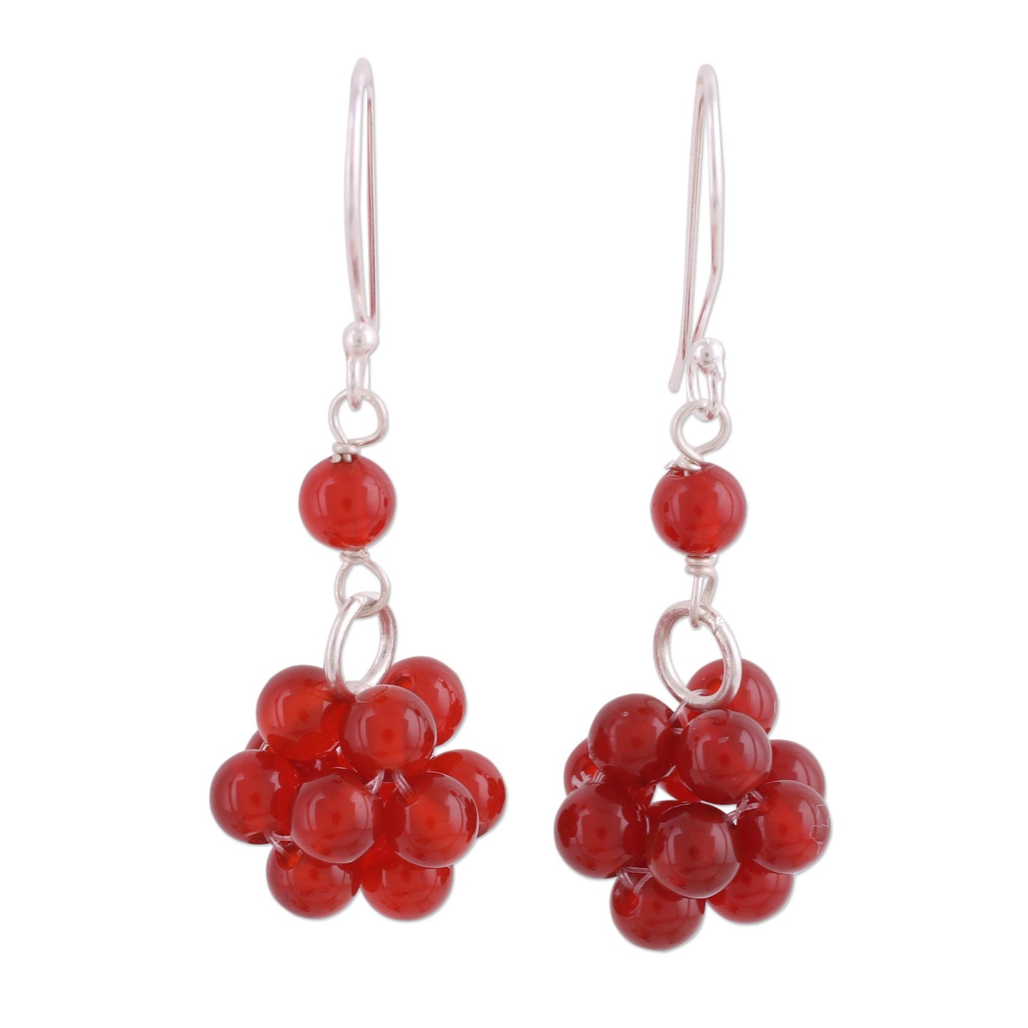 Fiery Temptation Carnelian & Silver Beaded Earrings