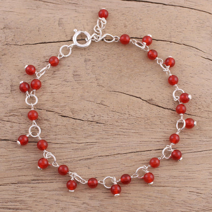 Fiery Circle Sterling Silver Beaded Bracelet