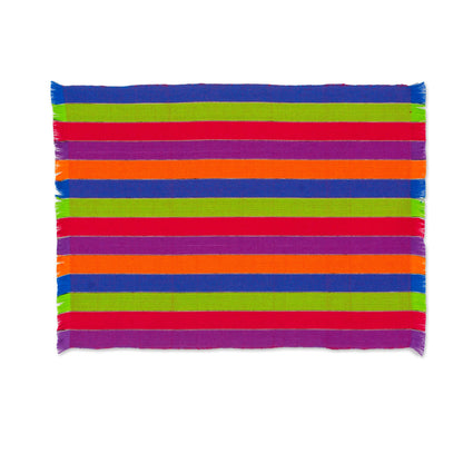 Harvest Trails Six Multicolored Striped Cotton Placemats and Napkins