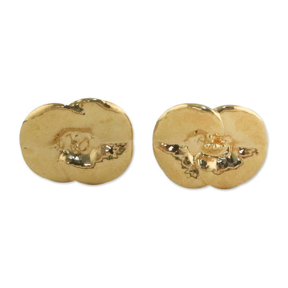 Shining Petals Gold Plated Natural Crown of Thorns Flower Stud Earrings